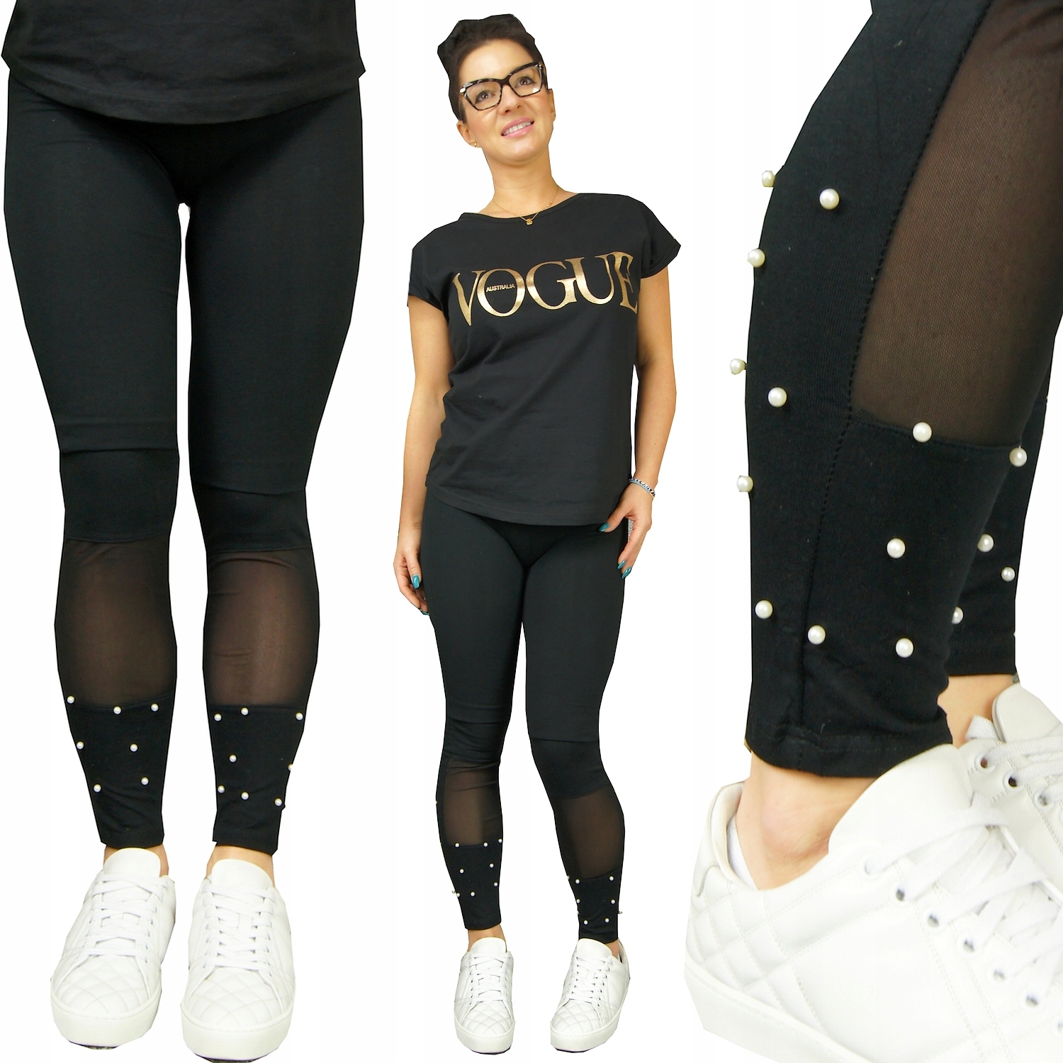 

Legginsy Damskie Getry Perełki Bawełna, M/L--50%%%