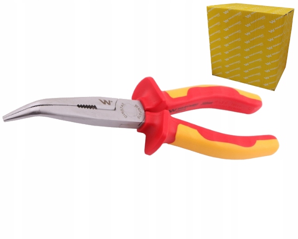 Szczypce izolowane długie wygięte 200 mm. Waryński