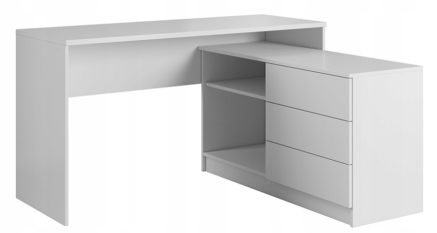 WHITE LAO počítačový stôl rohové zásuvky