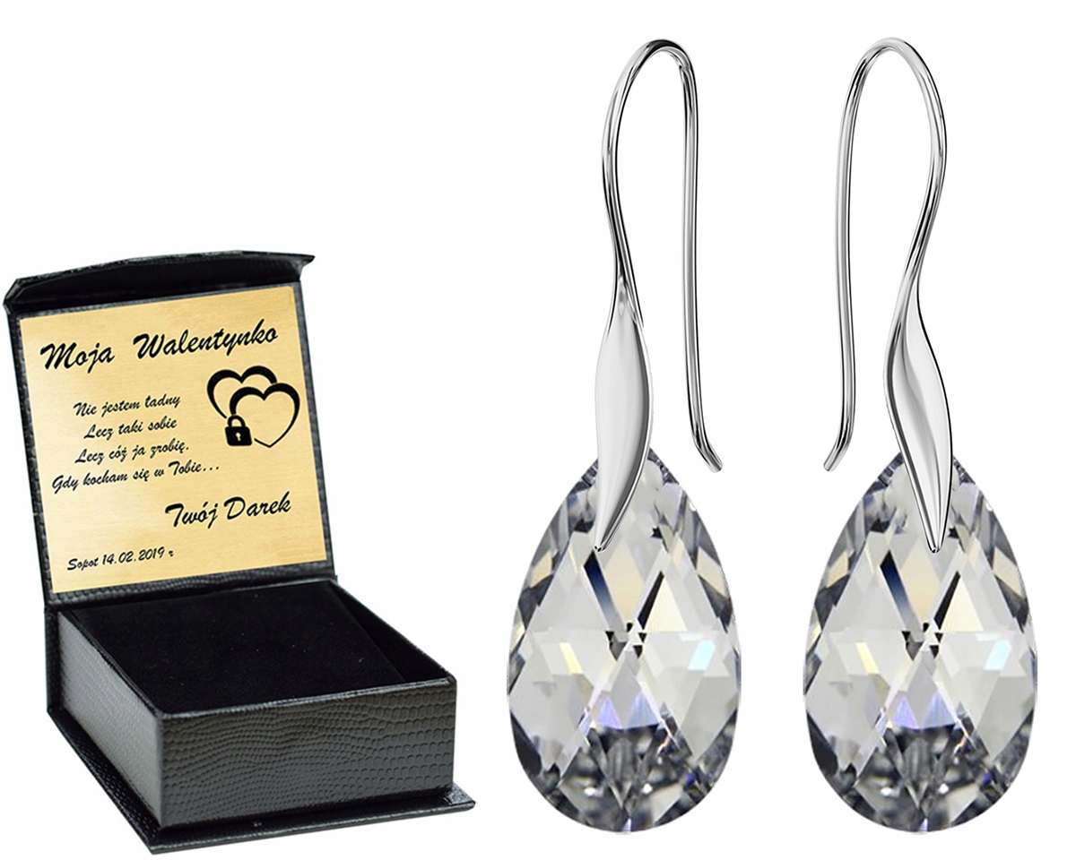 

Srebrne Kolczyki Almond Style Hook Swarovski Grawe