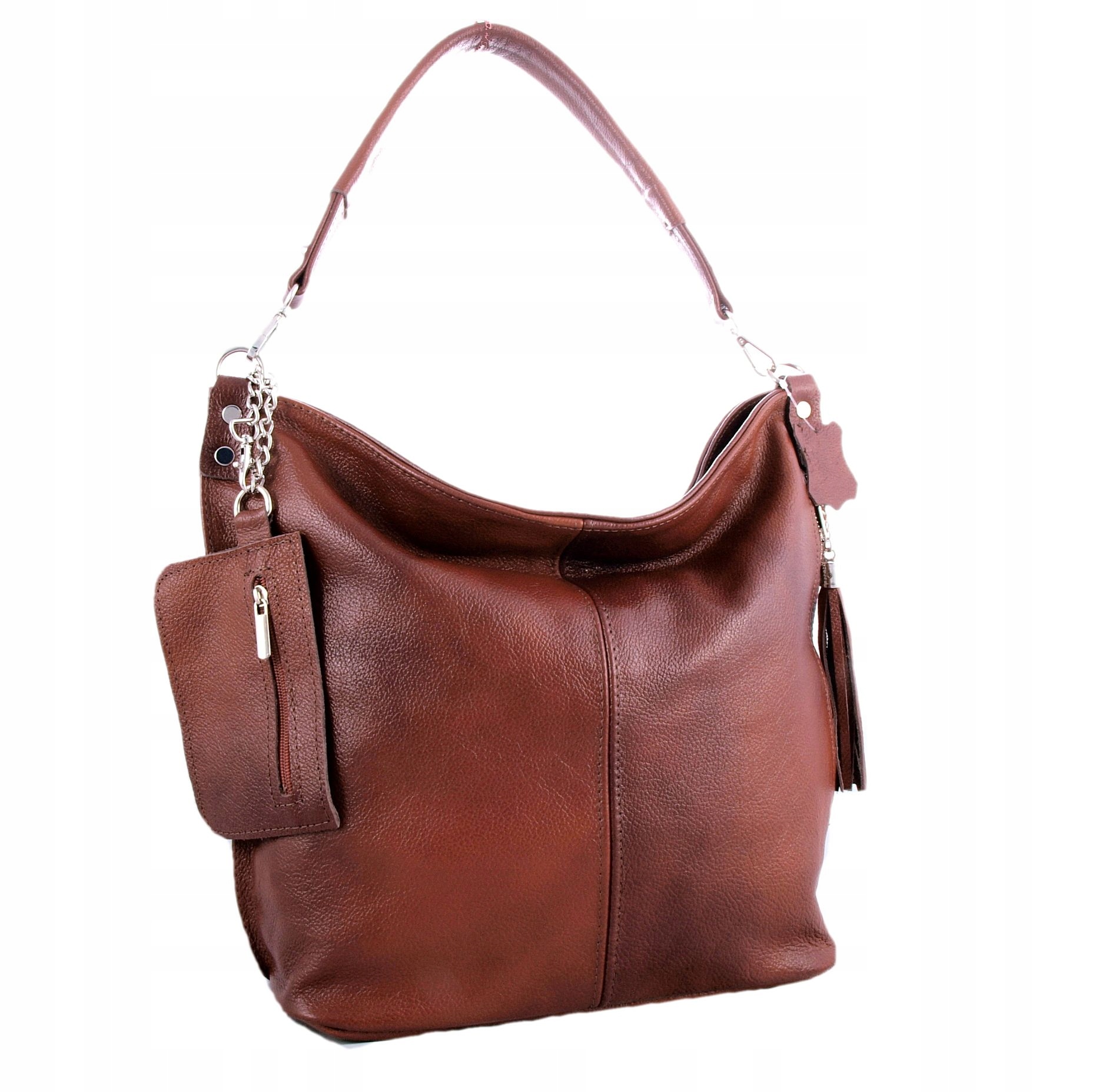 TOREBKA SKÓRZANA WOREK BRĄZOWO-RUDA LISTONOSZKA Kolor brązowy