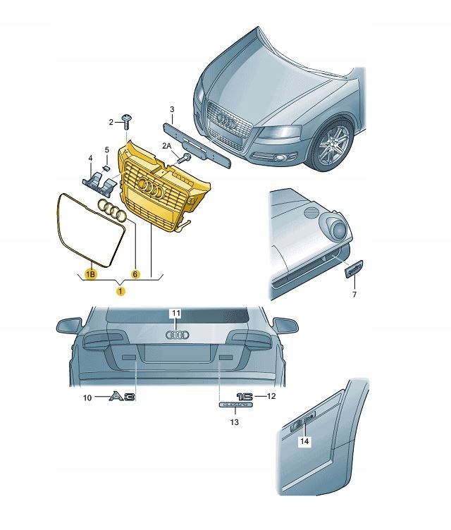 Audi OE 8P0853651H решетка радиатора