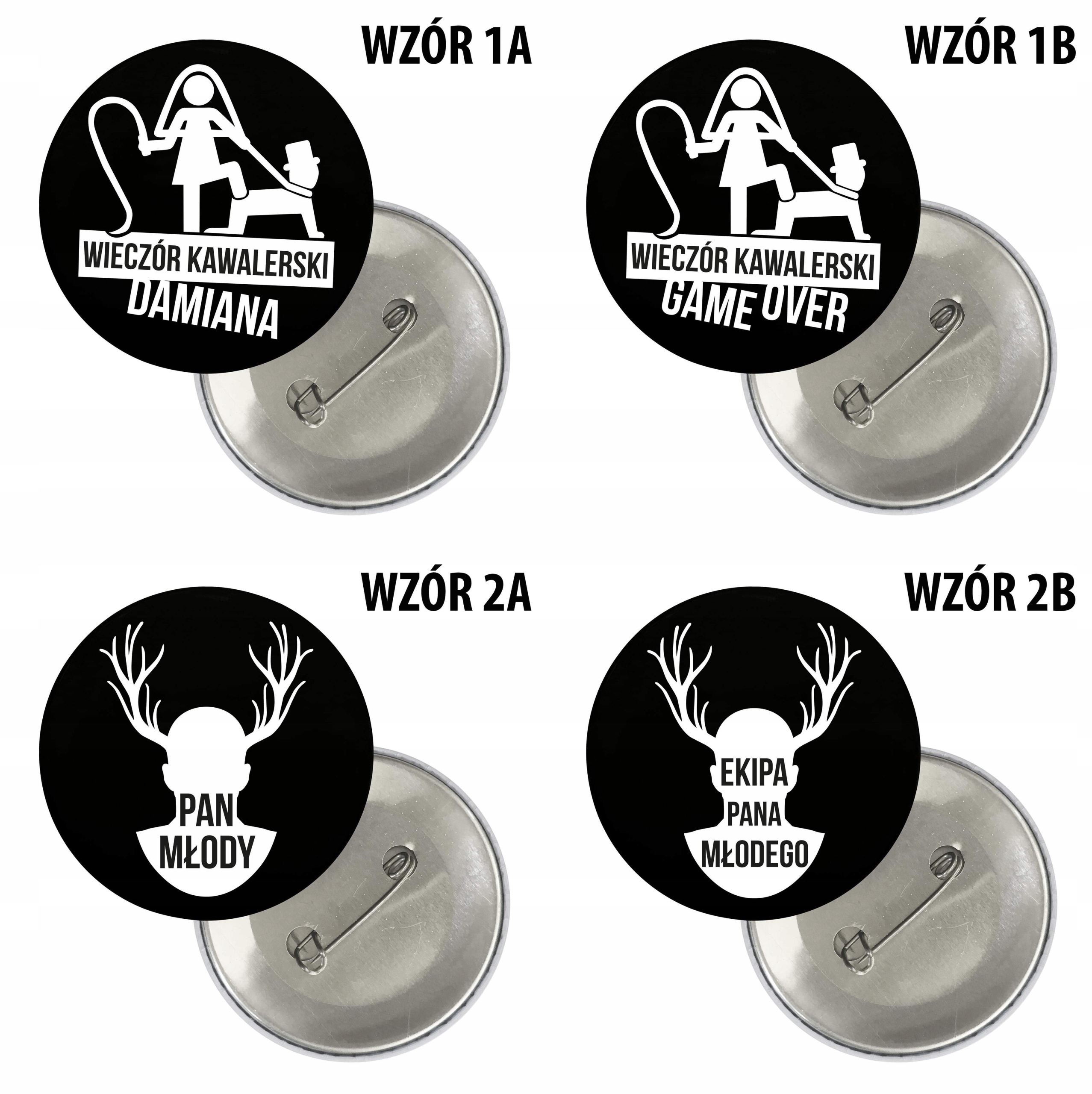 Znaczki Przypinki Wieczór Panieński Kawalerski Rodzaj kotylion