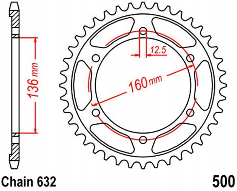 Zadní ozubené kolo 632 Jtr 40Z Kawasaki Gpz 1000 Rx