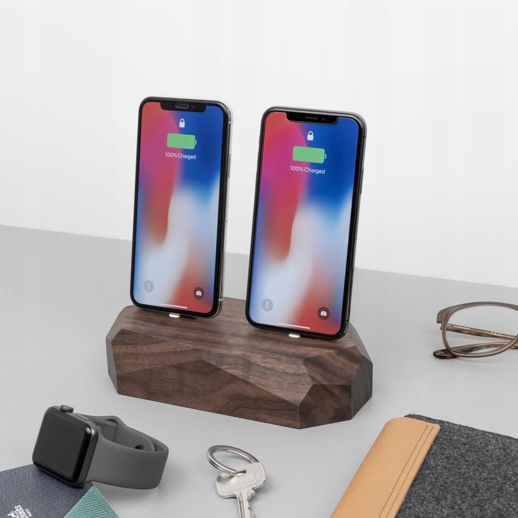 Stacja dokująca dual iPhone Dock Ładowarka ORZECH Marka Oakywood