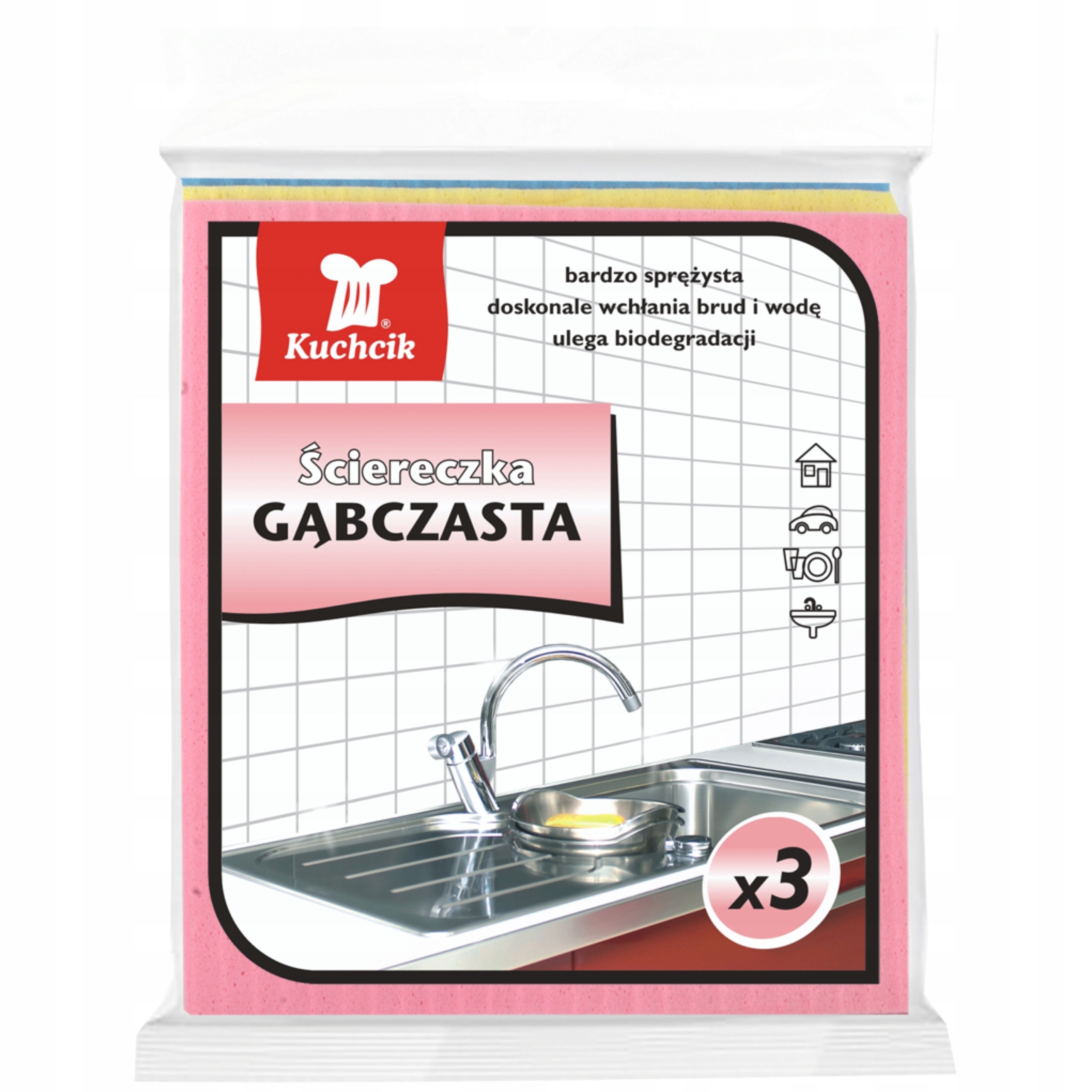

Ścierka gąbczasta Kuchcik mix kolorów 3 sztuki