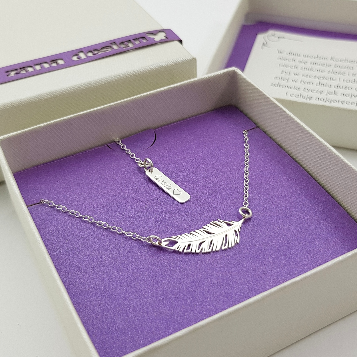 

Wisiorek celebrytka Piórko Pióra Prezent Grawer