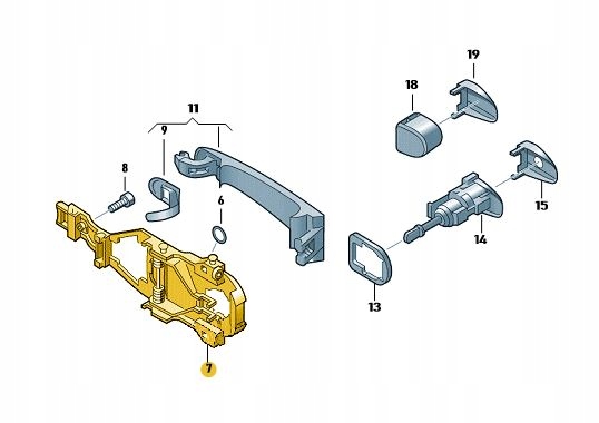 PODSTAWA MOCOWANIE KLAMKI PRZOD PRAWY VW GOLF V Color needs painting