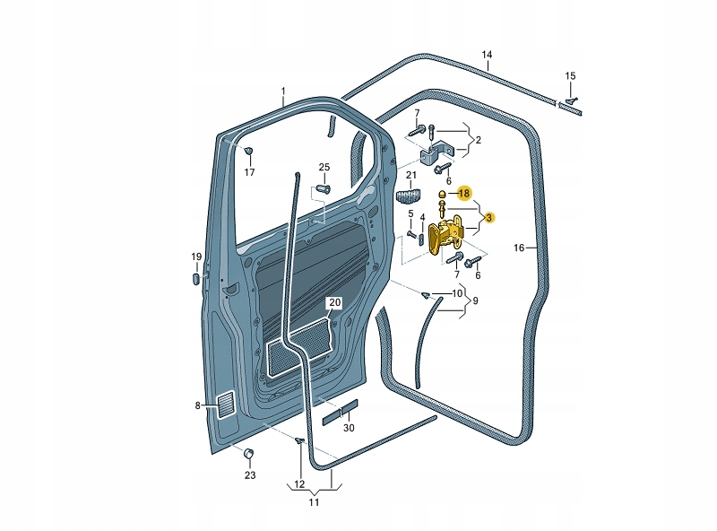 ZAWIAS DRZWI PRZOD DOL VW TRANSPORTER T5 6 prawa Part number 7E0831412B