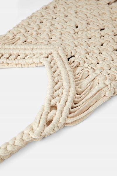 ZARA torebka koszyk shopper 1120/004 ecru frędzle Materiał dominujący inny