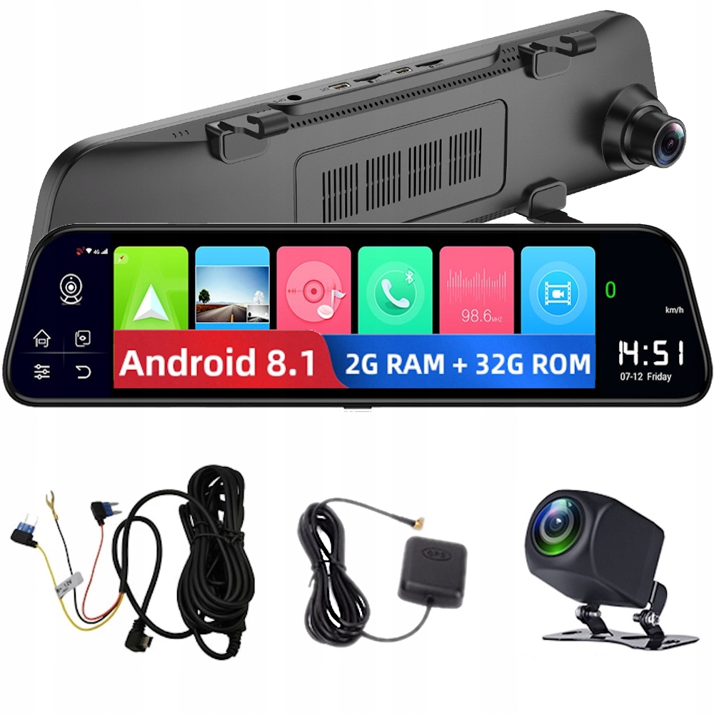 

Najnowszy 12 cal Lusterko Android Adas 4G WiFi Gps