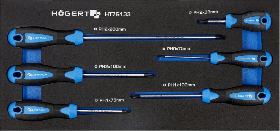 

Hogert HT7G133 Zestaw Wkrętaków Krzyżowych Ph 6szt