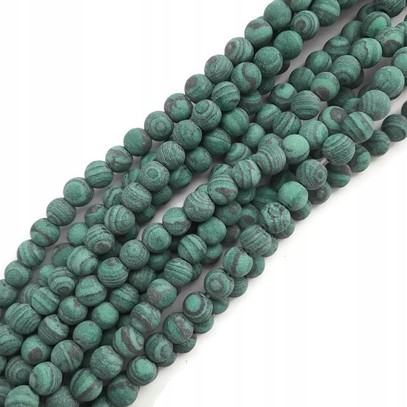 923-Malachit barwiony kulka matowa 6mm sznur mix