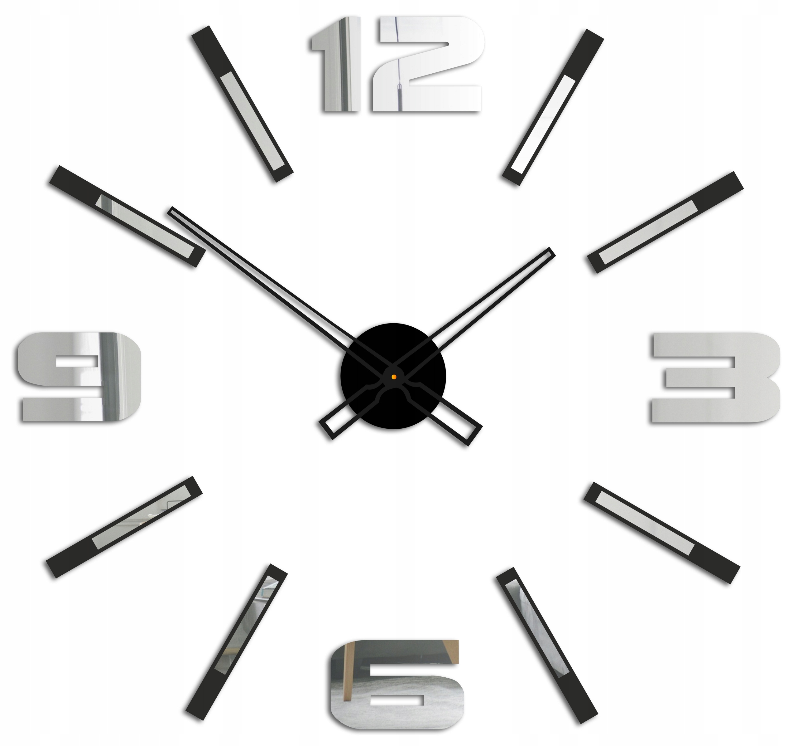 LUSTRZANY ścienny DUŻY zegar na ścianę DIY 3D L