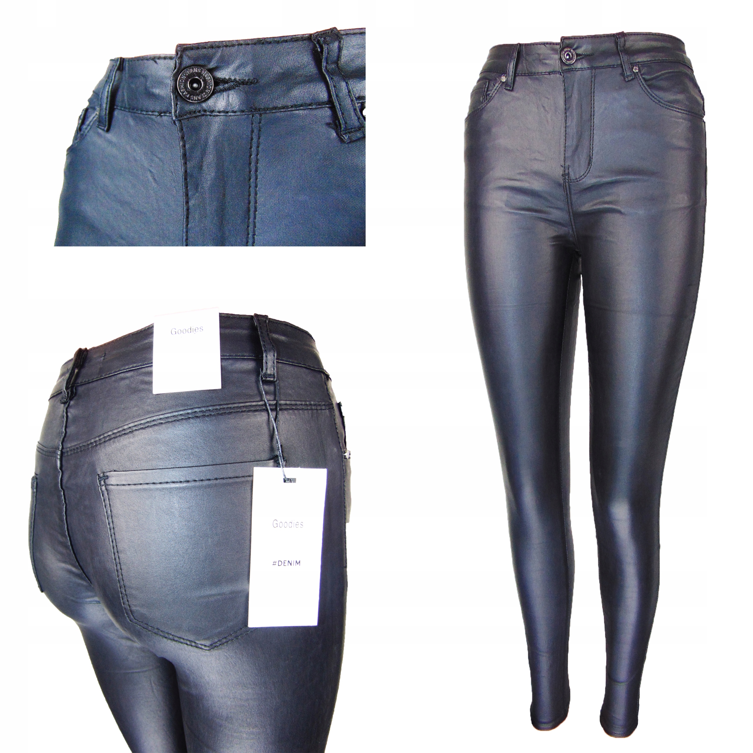 

Spodnie Woskowane Goodies Jeans Czarne Push R48