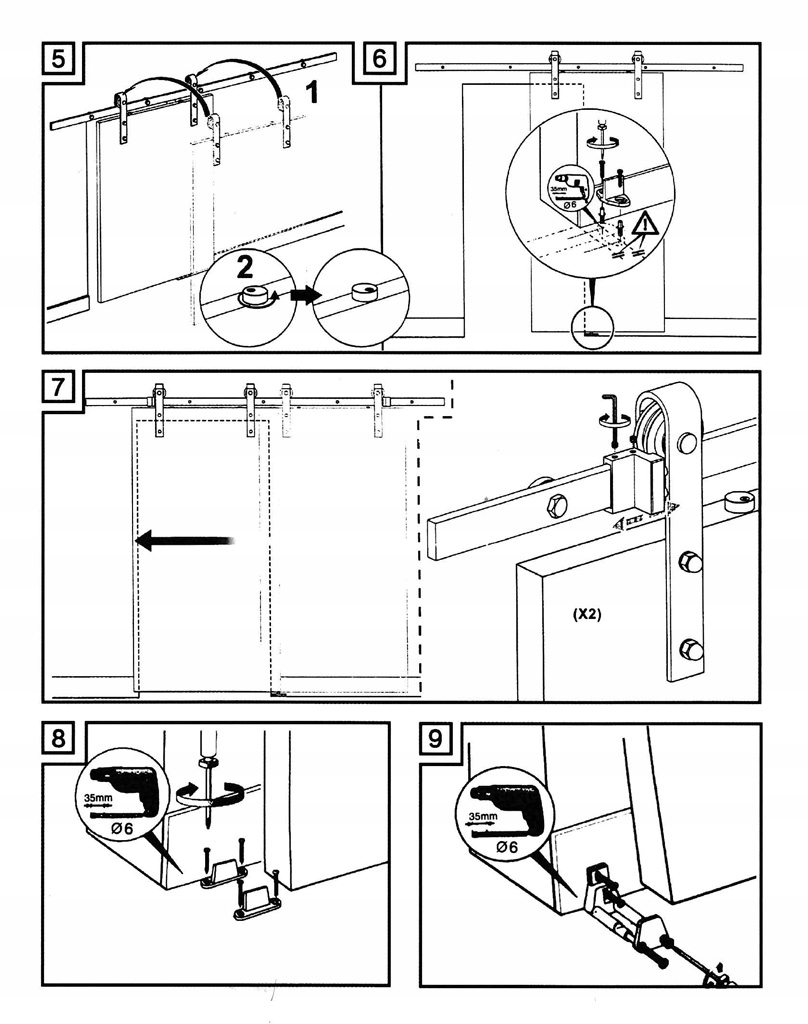 SYSTEM DRZWI PRZESUWNYCH W STYLU LOFT RUSTYKALNY SKANDYNAWSKI KLASYCZNE Montaż naścienny