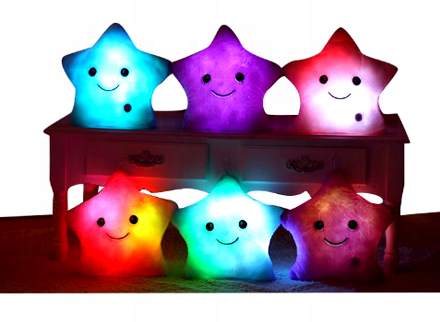 PODUSZKA ŚWIECĄCA LED GWIAZDKA - NIEBIESKA 502783 Długość poduszki 35 cm