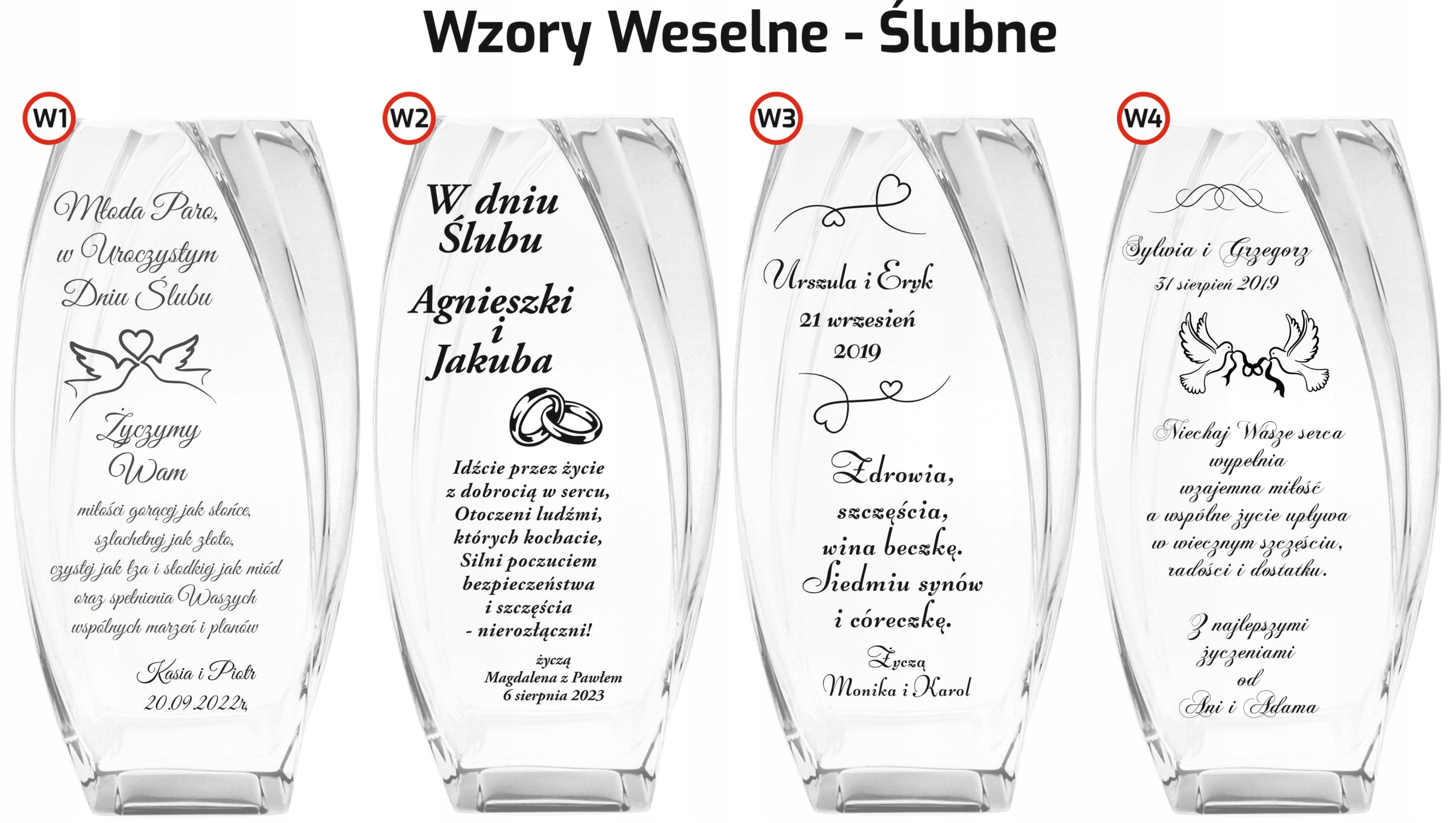 Wazon z GRAWEREM 32cm URODZINY JUBILEUSZ Rocznica ŚLUB Parapetówka Materiał szkło