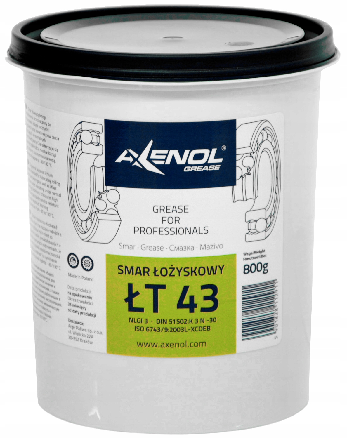 

Smar do piasty łożyskowy ŁT-43 0,8 kg 800g ŁT43
