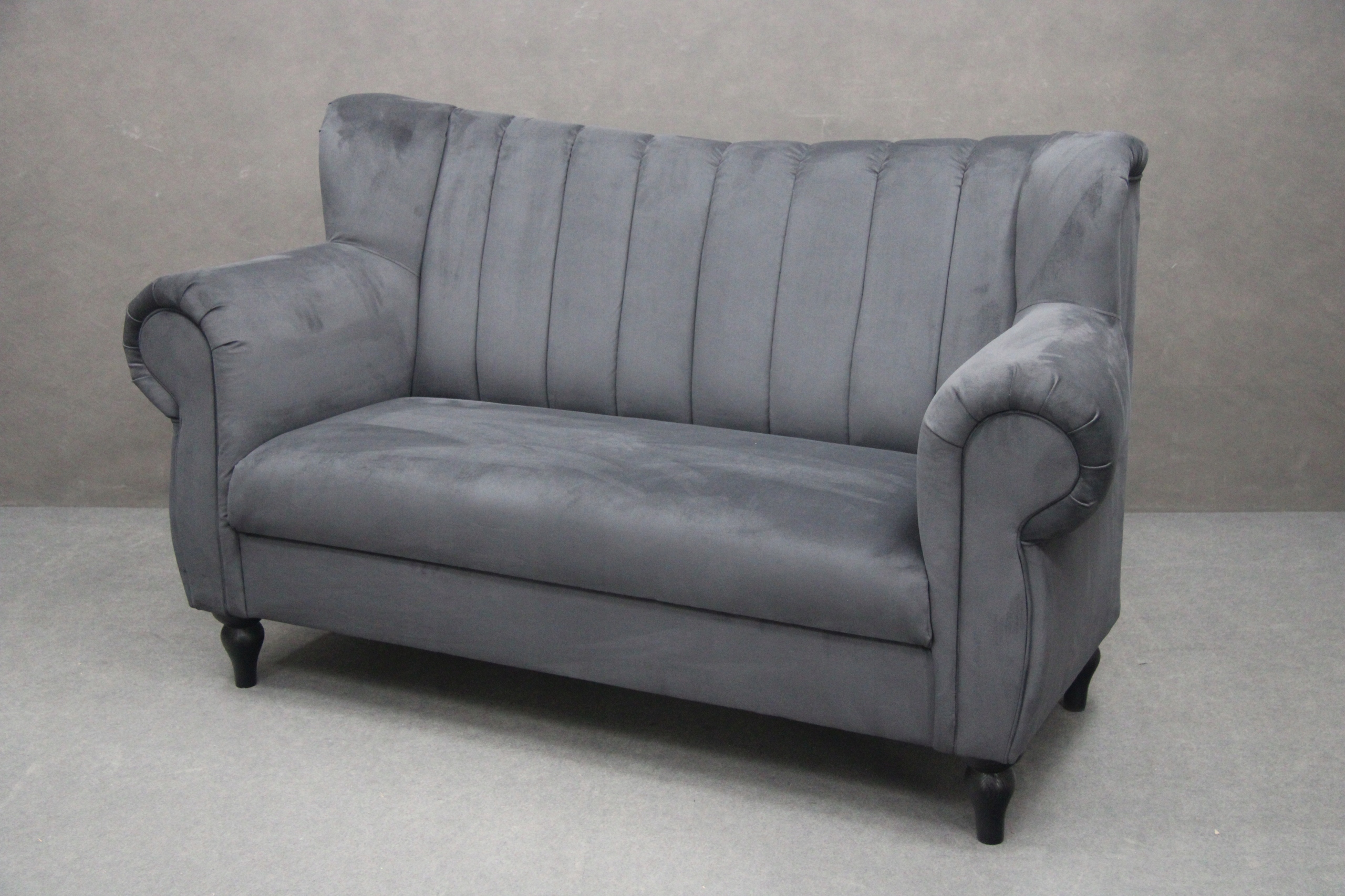 

Sofa Szara Popiel Chesterfield Grafit Welur Kanapa