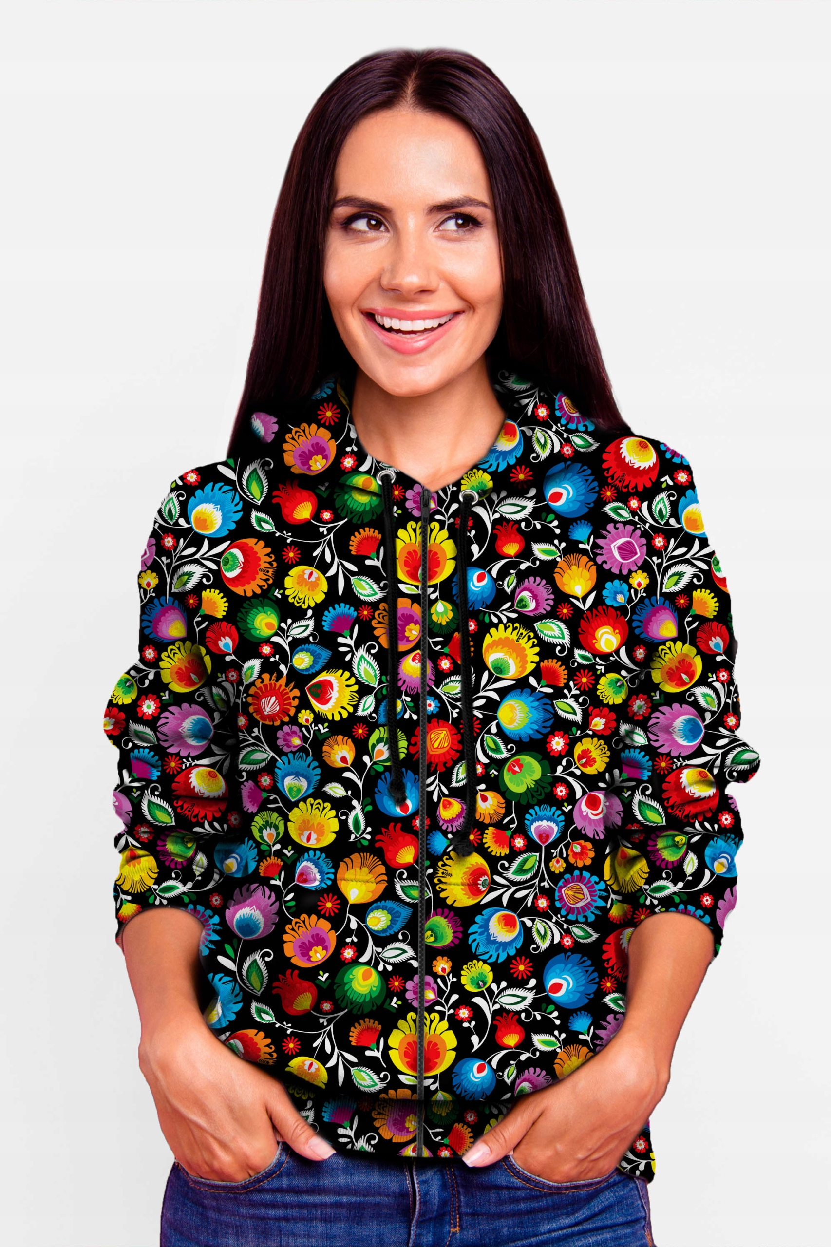 

Bluza Damska Zamek Print M Folklor Łowicki Stylowa