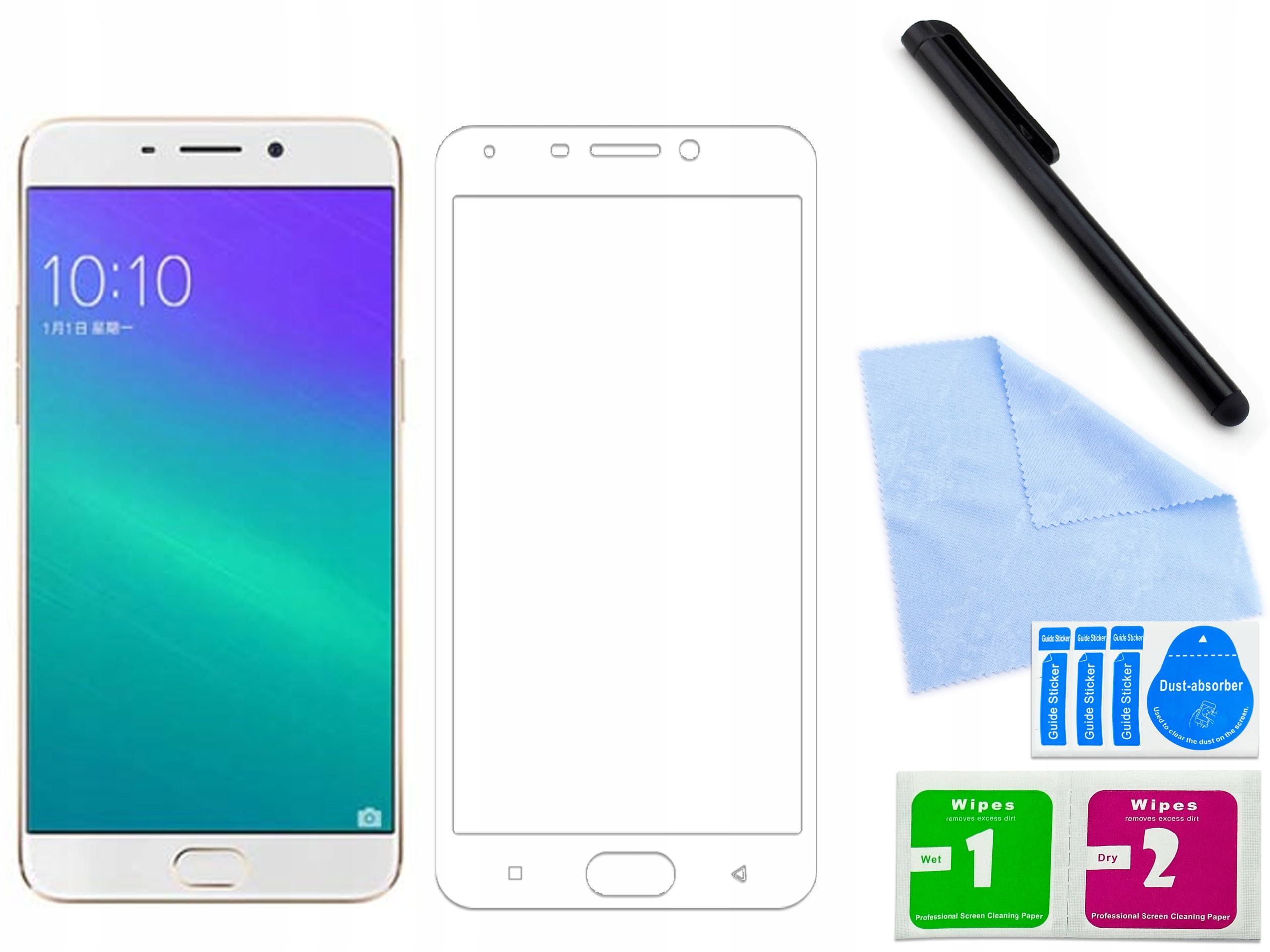 

Zaokršglone szkło 3D 9H hartowane do Oppo R9 Białe
