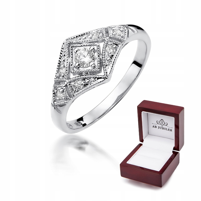 

Pierścionek 14K Białe Złoto Brylant 0,19ct Prezent