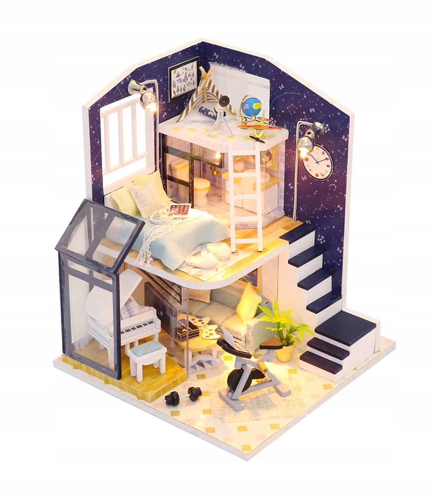 

Piętrowy domek Diy pokój dziecka Puzzle 3D Led