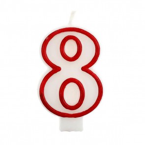Świeczka urodzinowa cyfra 8 czerwona na tort 7,5cm