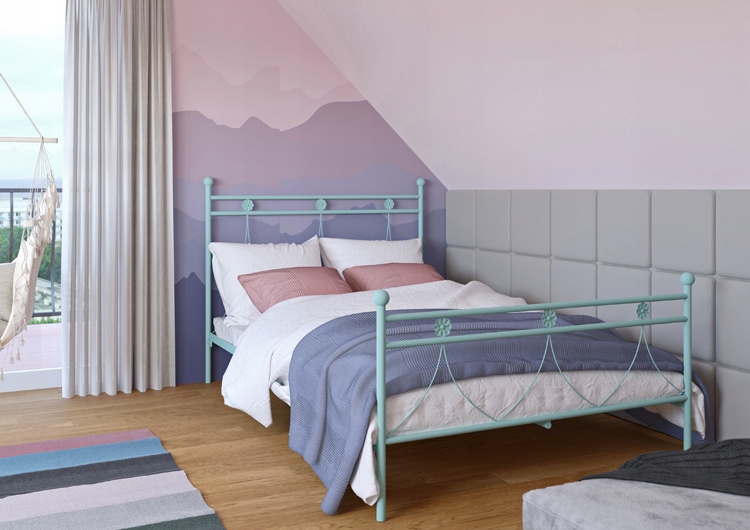 ŁÓŻKO POJEDYNCZE METALOWE MŁODZIEŻOWE ==== 120X200 Szerokość mebla 127 cm