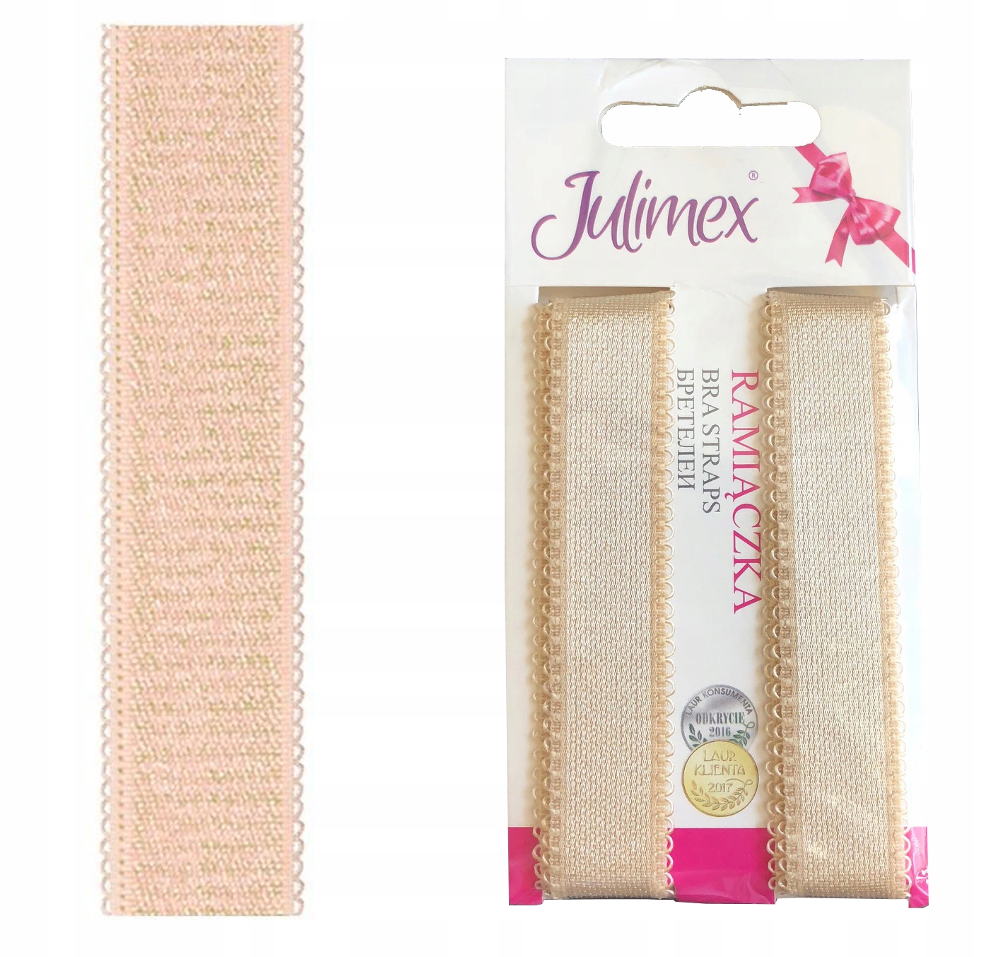 

Julimex ramiączka materiałowe beżowe ażurowe 18mm