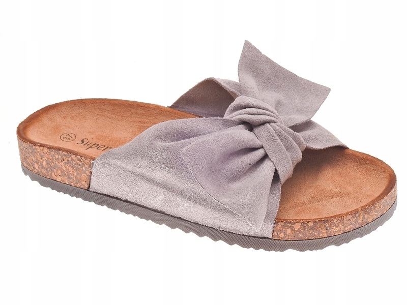 

Zamszowe Klapki Kokarda 7019-PL Grey r.38