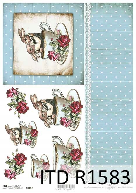 Papier Ryżowy R1583 z włoskami A4 decoupage