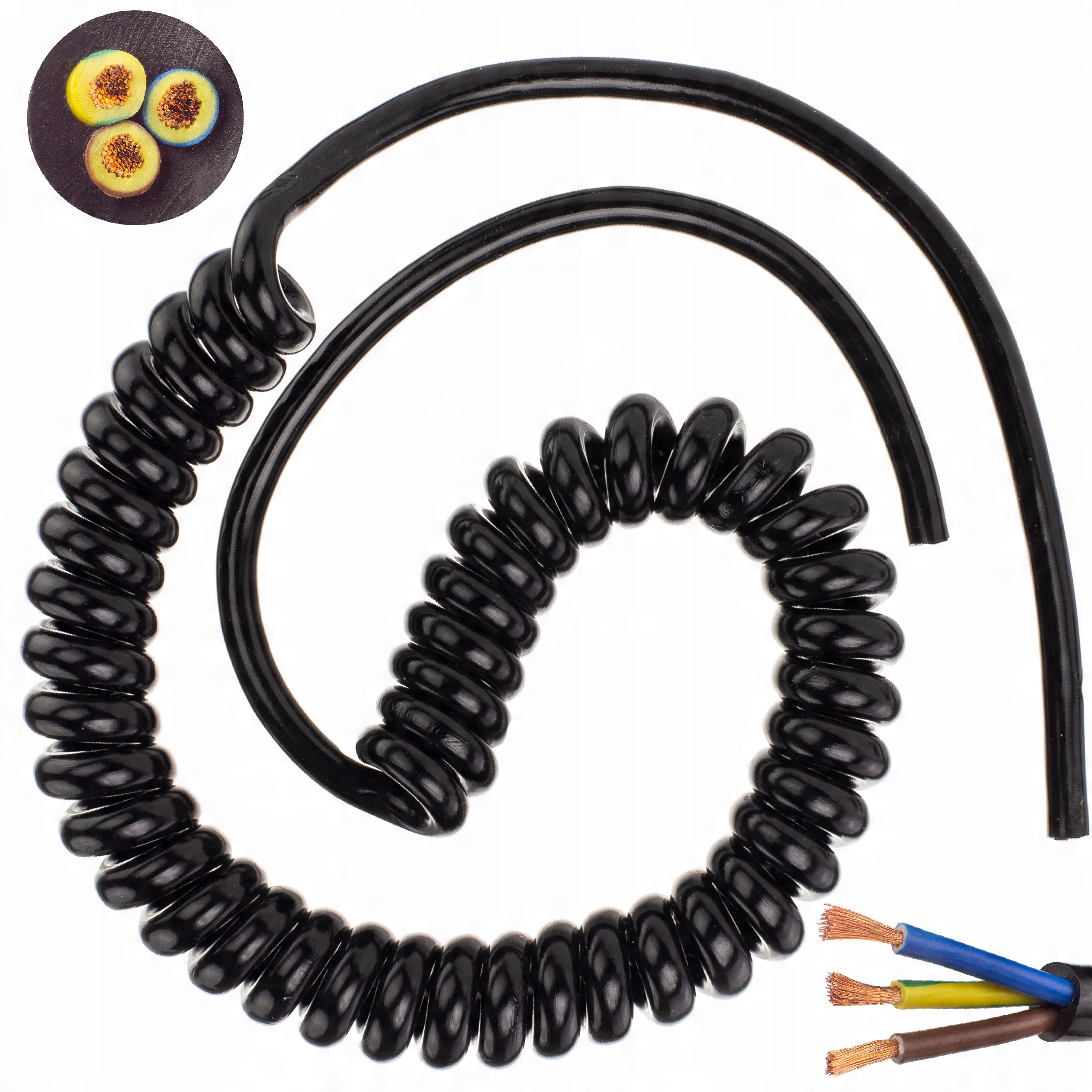 

Przewód kabel prądowy spiralny Omy 3x0,75 1,7m