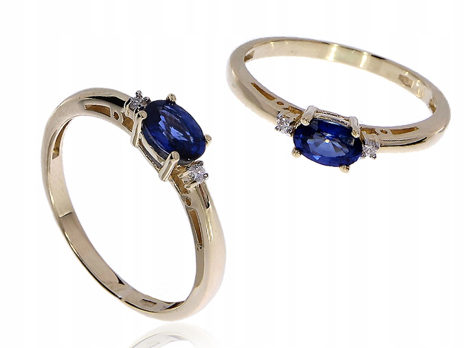 

Złoty pierścionek Szafir Brylanty Rocznica LgP535