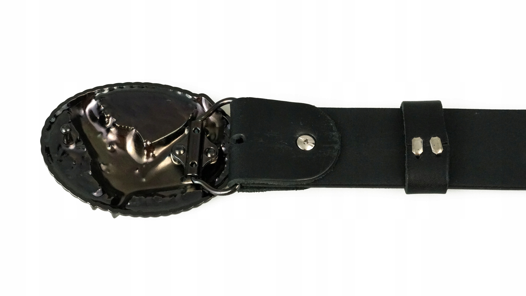 PASEK DO SPODNI SKÓRZANY KLAMRA KOŃ 110 Wzór dominujący bez wzoru