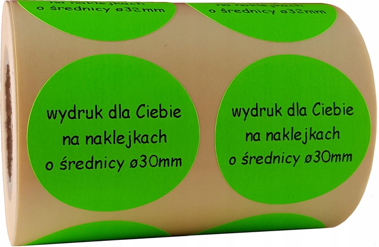 

Ø30mm zielone nalepki papierowe samoprzylepne druk