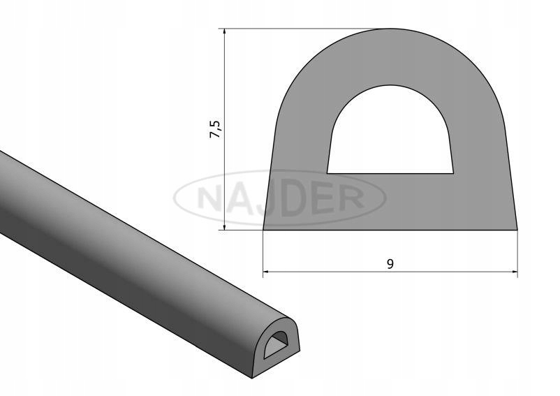 USZCZELKA DO OKIEN I DRZWI PROFIL D 9x7.5 1m BRĄZ Kod producenta 76767