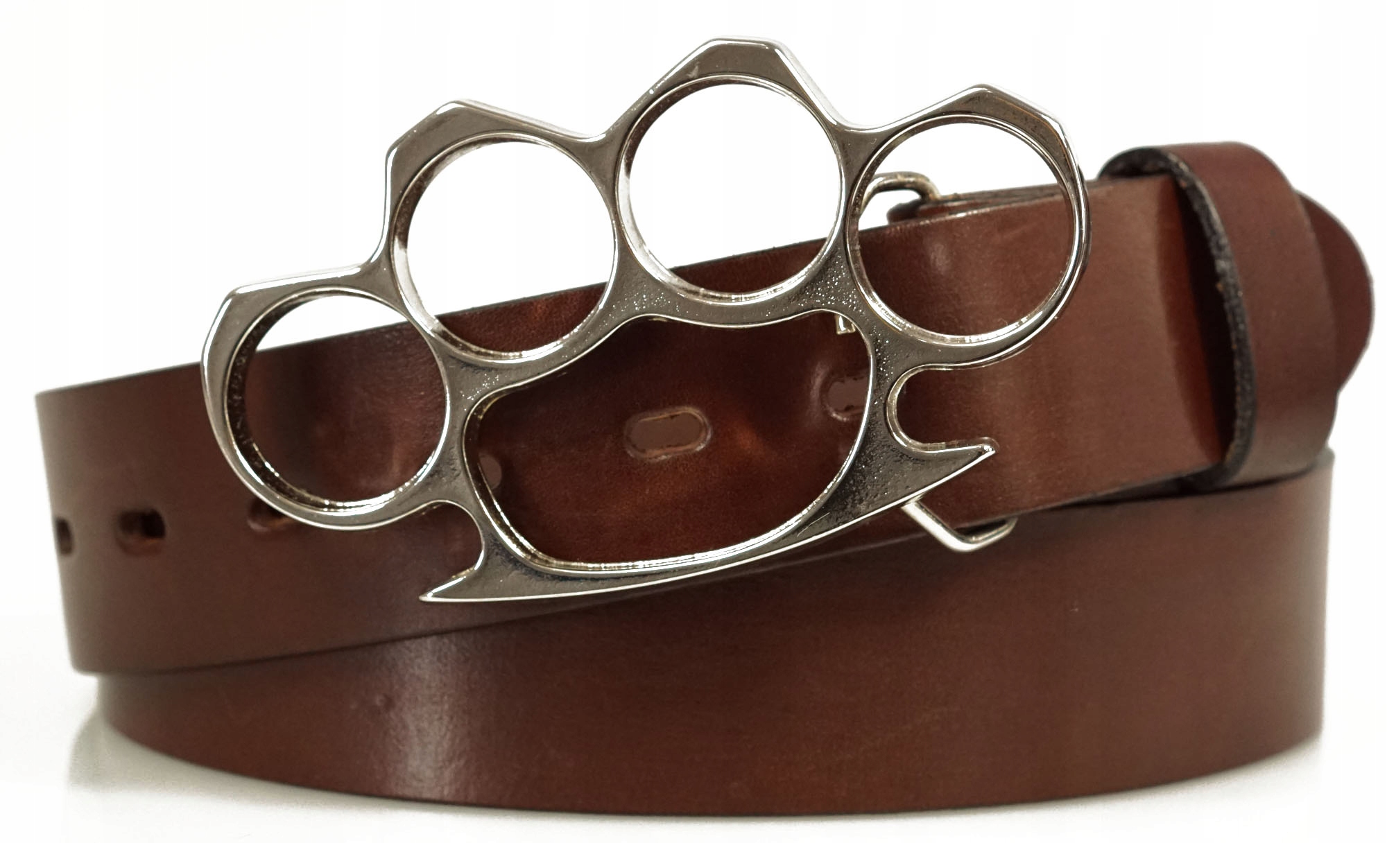 PASEK DO SPODNI SKÓRZANY 4CM KLAMRA KASTET 110