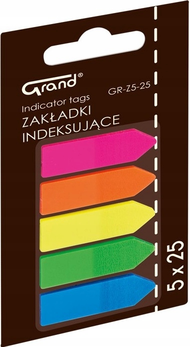 

Zakładki indeksujące Grand folia 12x45mm 5x25szt