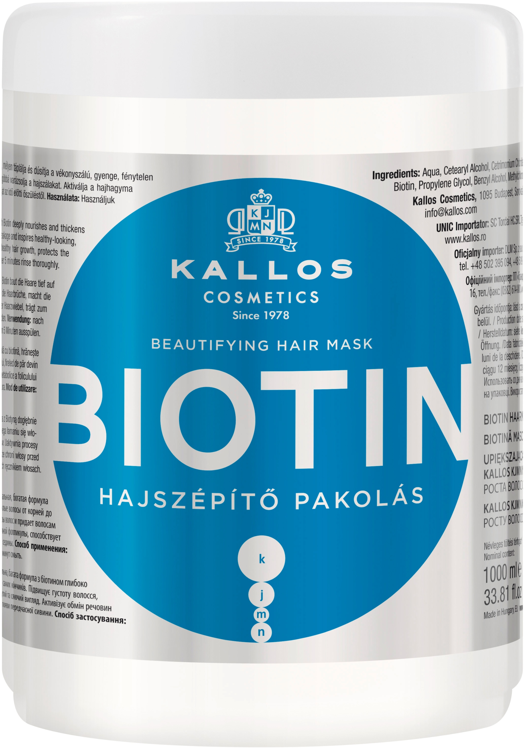 

Kallos Biotin Wzmacniająca Maska Z Biotyną 1000ML