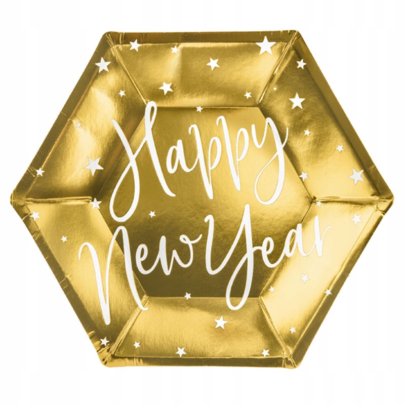 TALERZYKI HAPPY NEW YEAR 18 CM 6 SZT. SYLWESTER