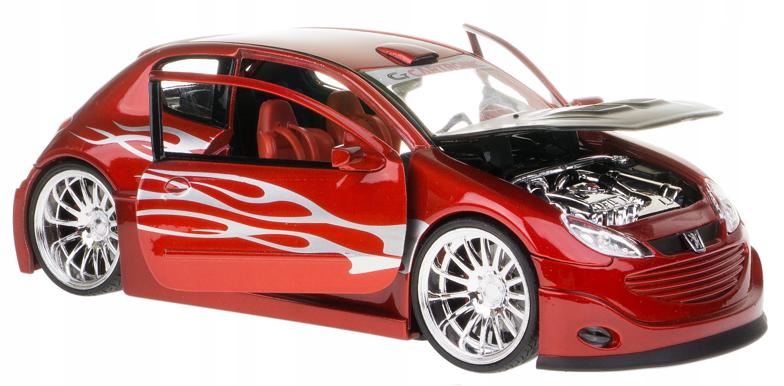 Peugeot 206 Tuning Kovový Model Welly 1:24 Červený