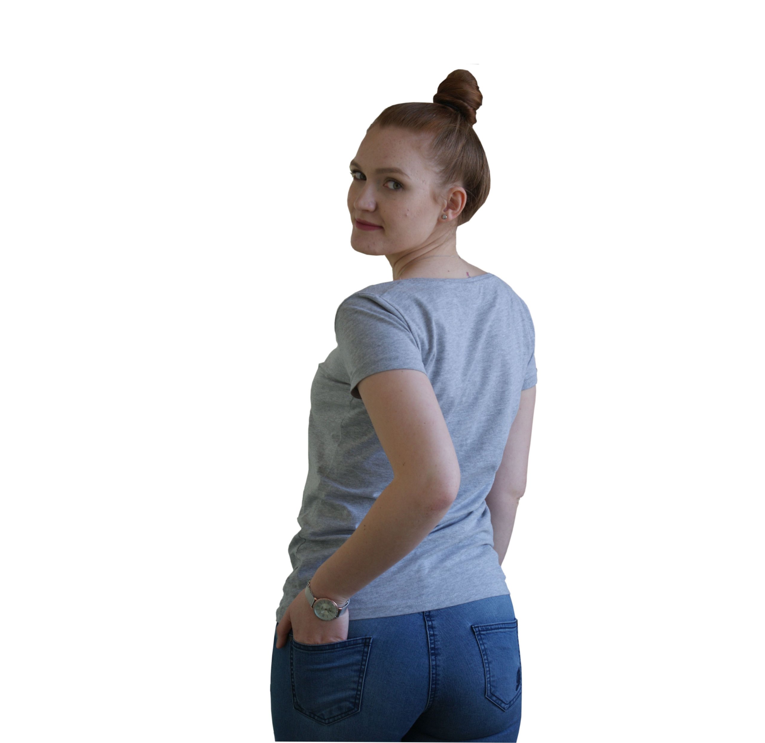 ŚWIETNA BLUZKA T-SHIRT KOSZULKA V-NECK SZARA XL Marka Promostars