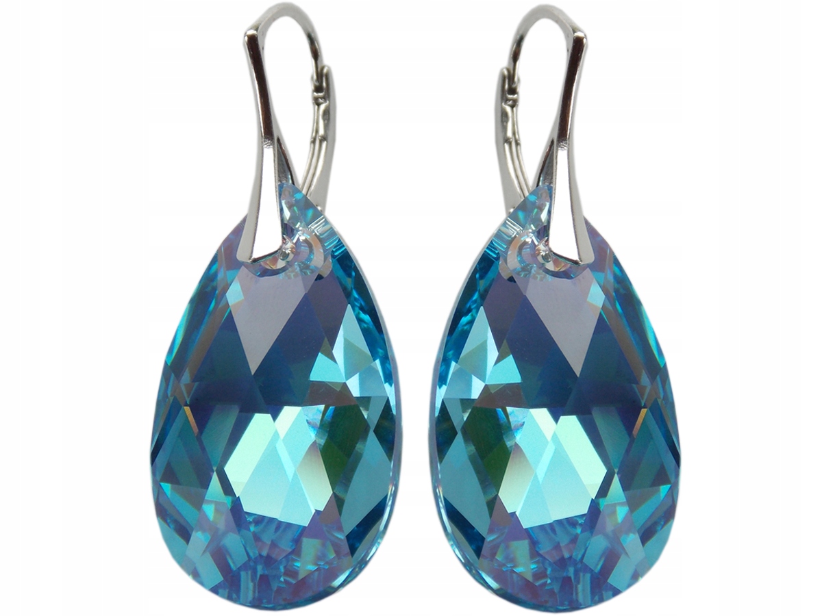 

Kolczyki Swarovski Migdał 28mm Aquamarine Ab