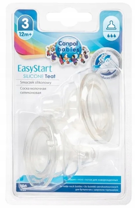 Canpol smoczek silikon szeroki do butelek 12+ 2szt