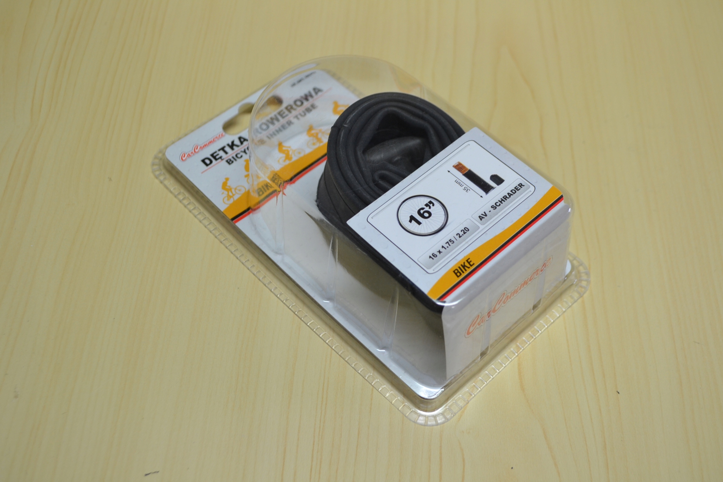 DĘTKA ROWEROWA 16x1.75/2.20 35MM AV SAMOCHODOWY