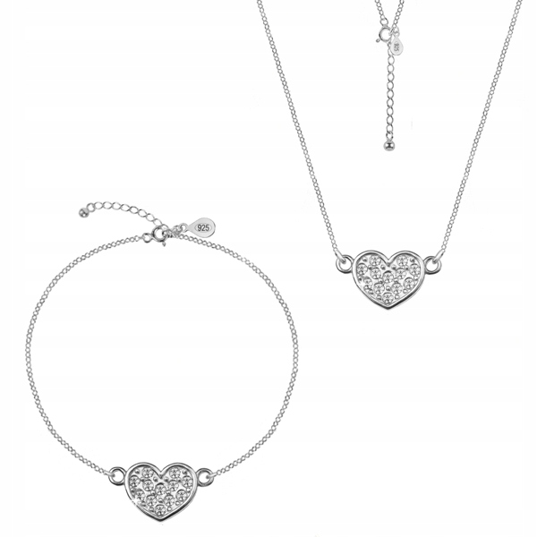 

Komplet celebrytki srebrny Love serce i Swarovski