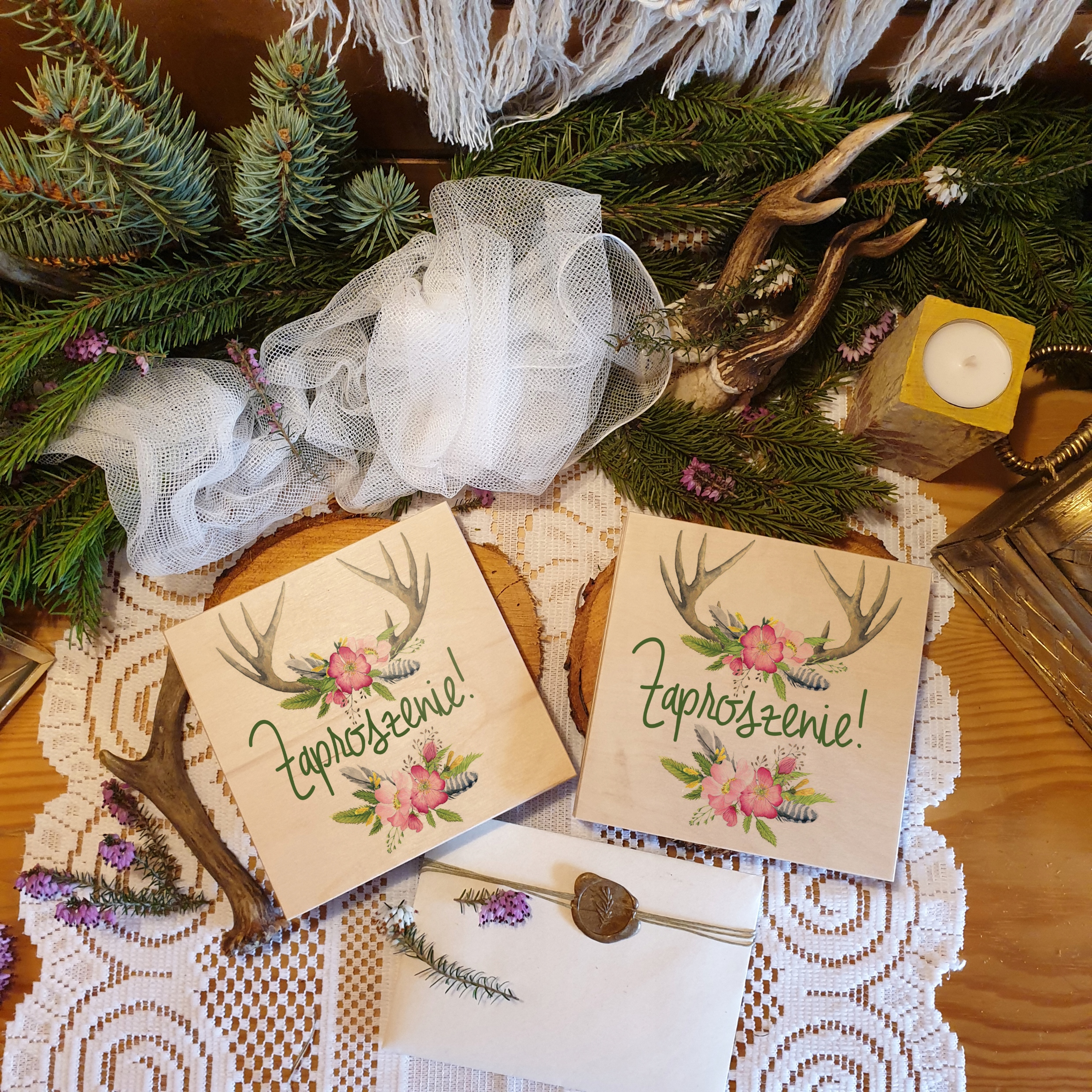 B1 BOHO Pudełko ZAPROSZENIE PROŚBA O ŚWIADKOWANIE Wykończenie papieru matowe