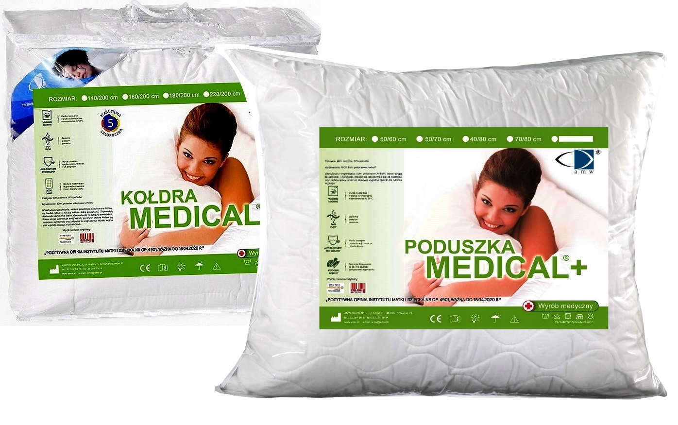 

Komplet Kołdra Medical 160x200+ Poduszka 50x60 Amw
